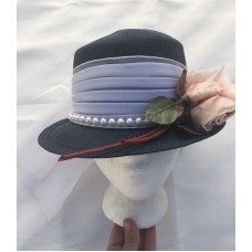 VTG Street Smart Betmar Mujers Fedora Hat Black With Pearls Rose Flower Sz Small  eb-98765827